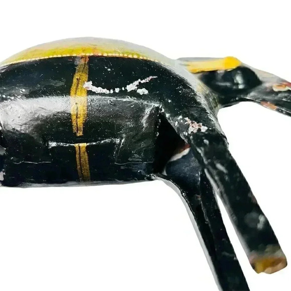 Hand Painted Indian Folk Art Metal Elephant Statue - Trunk Up for Good Luck - Picture 4 of 5